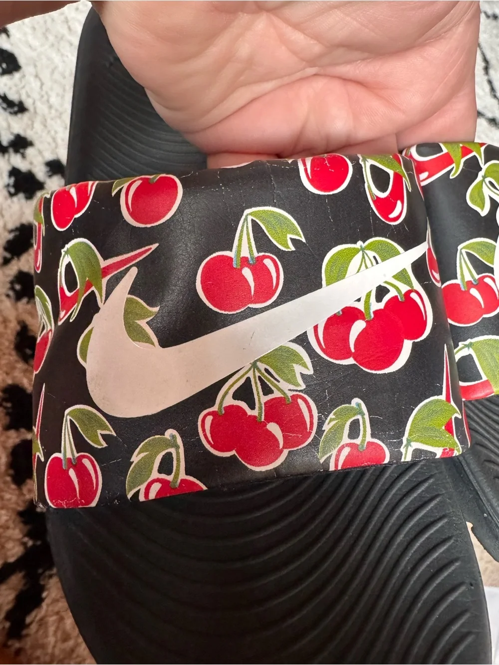 Nike Black Cherry Print Slide Sandals